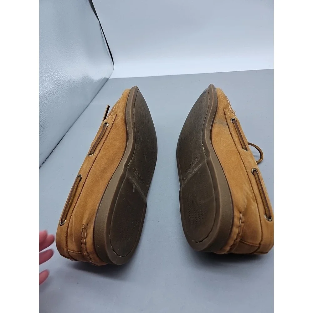Sperry Top-Sider Mens Boat Shoes Brown Leather Round Toe Lace Up 14